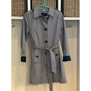Lands' End Black & White Gingham Trench Coat